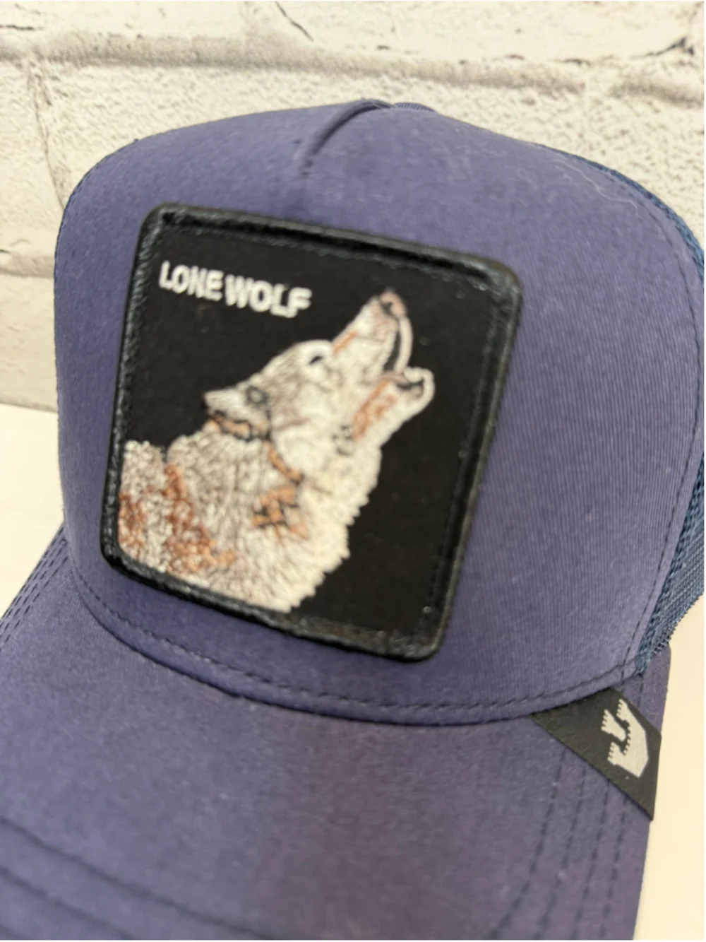 Men’s Goorin Bros Lone Wolf Hat Navy Blue Trucker Hat The Farm OSFM NWT